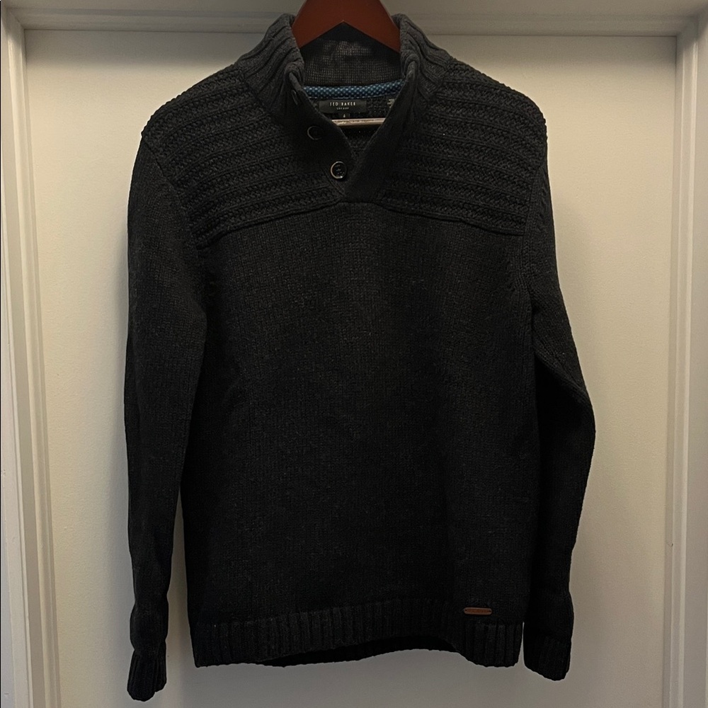 Ted Baker London Men's Black / Charcoal pull over chunky Sweater